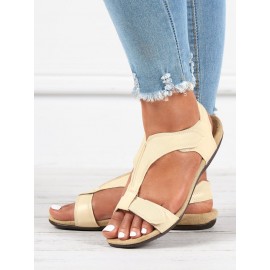 Retro Solid Color Casual Velcro Portable Sandals