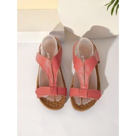 Retro Solid Color Casual Velcro Portable Sandals