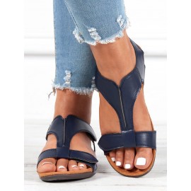 Retro Solid Color Casual Velcro Portable Sandals