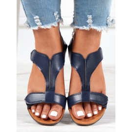 Retro Solid Color Casual Velcro Portable Sandals