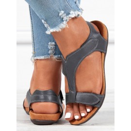 Retro Solid Color Casual Velcro Portable Sandals