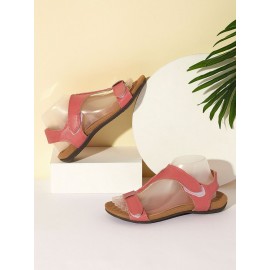 Retro Solid Color Casual Velcro Portable Sandals