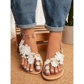 Women's Lace Romantic Flower Decorative Summer Wedding Sandals