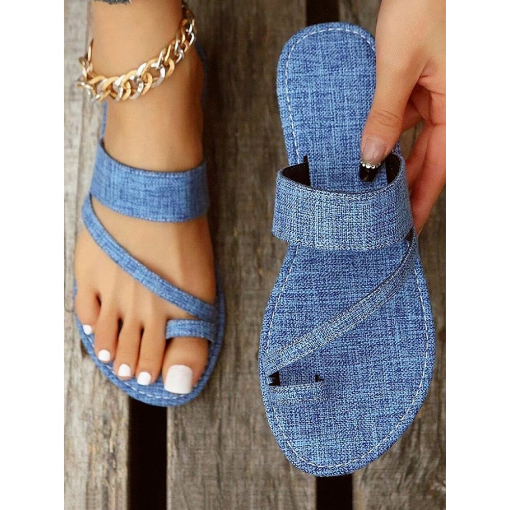 Casual Denim To Ring Slide Sandals