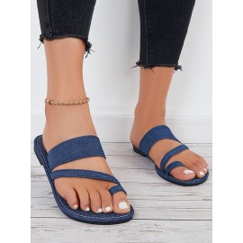 Casual Denim To Ring Slide Sandals