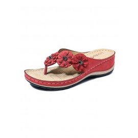 Vintage Floral Casual Wedge Flip-Flops
