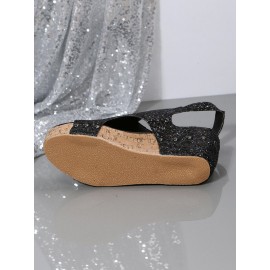 Glitter Glitter Platform Wedge Peep Toe Sandals