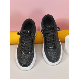 Street Plain Non-Slip Lace-Up Flat Heel Skate Shoes Split Joint