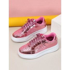 Street Plain Non-Slip Lace-Up Flat Heel Skate Shoes Split Joint