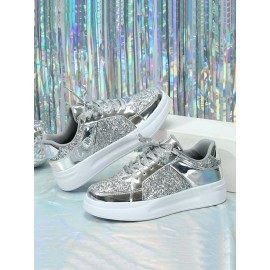 Street Plain Non-Slip Lace-Up Flat Heel Skate Shoes Split Joint