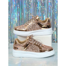 Street Plain Non-Slip Lace-Up Flat Heel Skate Shoes Split Joint