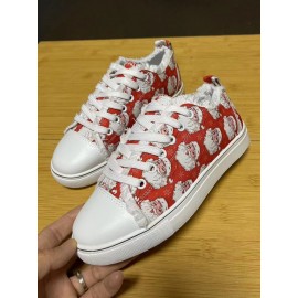 Christmas Santa Claus Snowflake Lace-Up Canvas Shoes