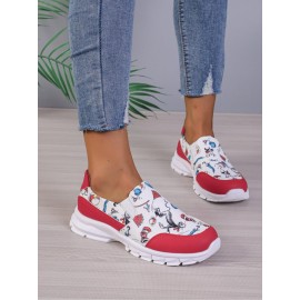 Sports Color Block Wearable Slip On Flat Heel Slip On Printing