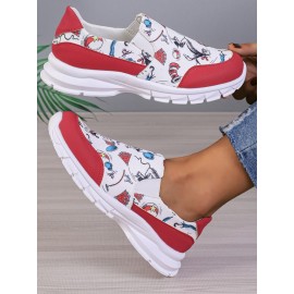 Sports Color Block Wearable Slip On Flat Heel Slip On Printing