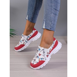 Sports Color Block Wearable Slip On Flat Heel Slip On Printing
