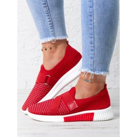 Rhinestone Flyknit Breathable Upper Sneakers