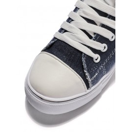 Women Breathable Flat Heel Canvas Lace-Up Shallow Shoes Casual EVA Canvas Shoes