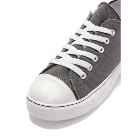 Women Breathable Flat Heel Canvas Lace-Up Shallow Shoes Casual EVA Canvas Shoes