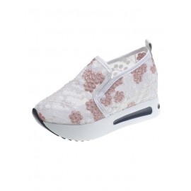 Floral Embroidery Breathable Sheer Mesh Sneakers