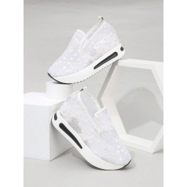 Floral Embroidery Breathable Sheer Mesh Sneakers