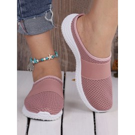 Casual Plain Breathable Slip On Flat Heel Fly Woven Shoes Split Joint