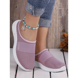 Casual Plain Breathable Slip On Flat Heel Fly Woven Shoes Split Joint
