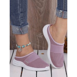 Casual Plain Breathable Slip On Flat Heel Fly Woven Shoes Split Joint