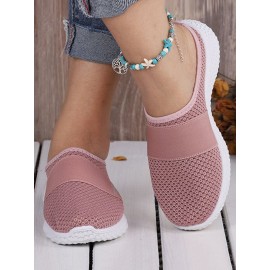 Casual Plain Breathable Slip On Flat Heel Fly Woven Shoes Split Joint