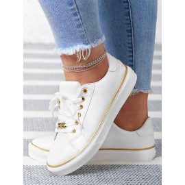 Chain Decor Lace-up Casual Skate Shoes