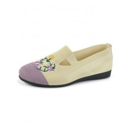 Casual Floral Breathable Slip On Flat Heel Deep Mouth Shoes Embroidery