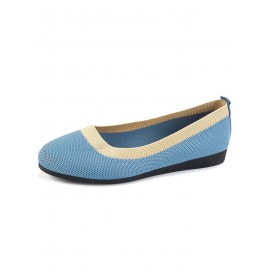 Casual Color Block Breathable Slip On Flat Heel Shallow Shoes