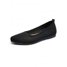 Casual Plain Breathable Slip On Flat Heel Shallow Shoes Hollow Out