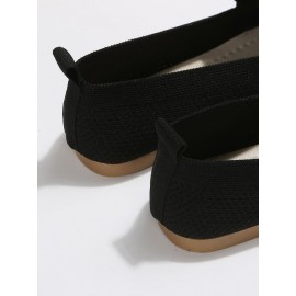 Casual Plain Breathable Slip On Low Heel Deep Mouth Shoes Hollow Out