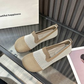 Casual Color Block Slip On Flat Heel Shallow Shoes