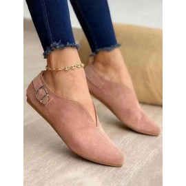 Vintage Casual V-Buckle Flat Shoes