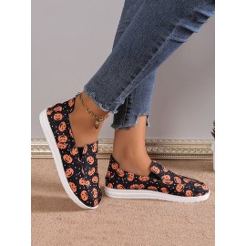 Casual Sunflower Non-Slip Slip On Flat Heel Deep Mouth Shoes Printing
