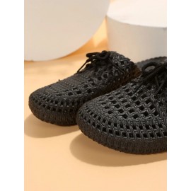 Women Lace Up Hollow Out Waterproof Beach Mules