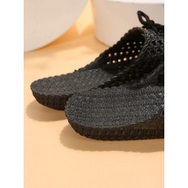 Women Lace Up Hollow Out Waterproof Beach Mules