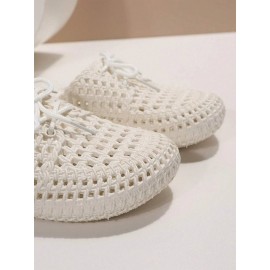 Women Lace Up Hollow Out Waterproof Beach Mules