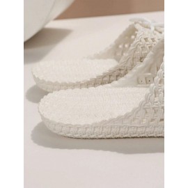 Women Lace Up Hollow Out Waterproof Beach Mules