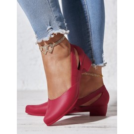 Waterproof Hollow Out Block Heel Beach Shoes