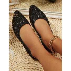 Waterproof Floral Wedge Heel Slingback Shallow Shoes