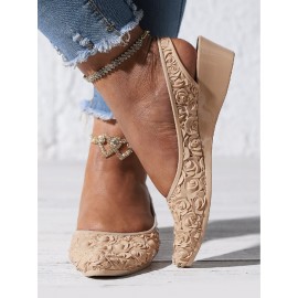 Waterproof Floral Wedge Heel Slingback Shallow Shoes